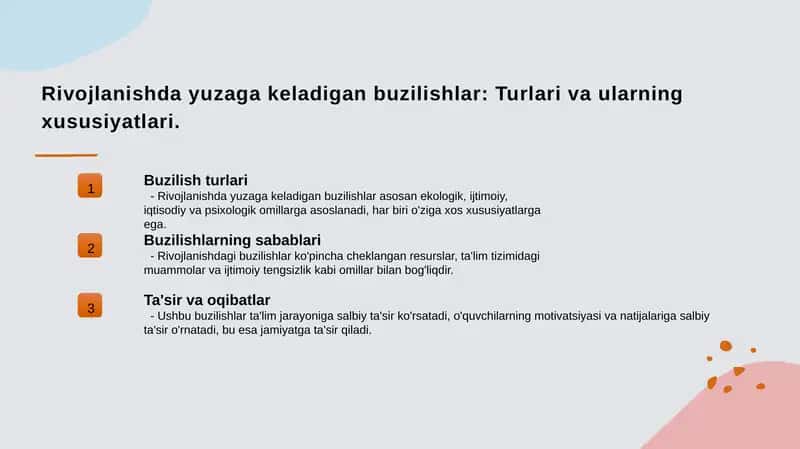 Rivojlanishda yuzaga keladigan buzilishlar xarekteristikasi 3
