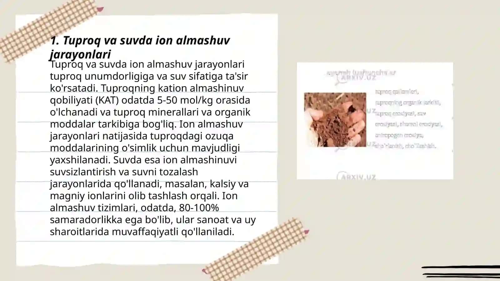 Tuproq va suvning ifloslanishida ion bogʻlanishli birikmalarni aniqlash va ularni tozalash gʻoyasi 3