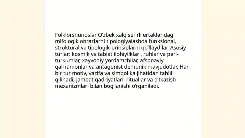 O‘zbek xalq sehrli ertaklarida mifologik obrazlarining folklorshunoslar tomonidan o'rganilishi 3