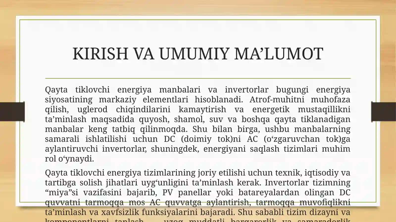 Qayta tiklovchi energiya manbalari va invertorlar 3