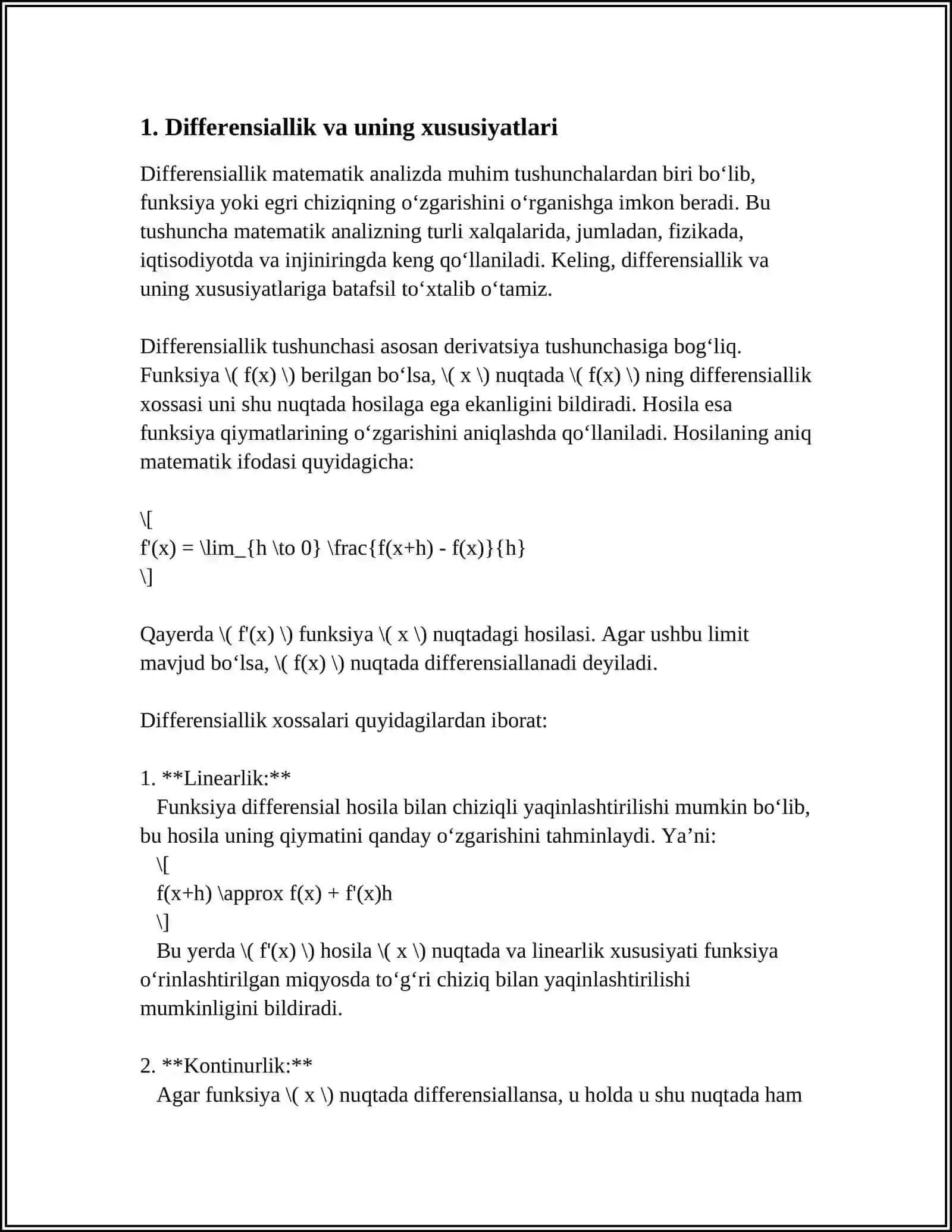 FUNKSIYANING DIFFERENSIALIGING TAQRIBIY HISOBLASHGA TATBIQI 3