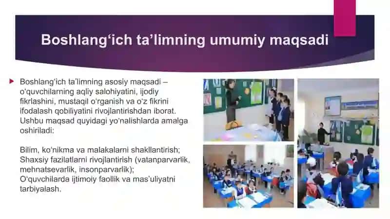 Boshlang‘ich sinflarda matematika, o‘qish, tabiiy fan va tarbiya fanlarini o‘qitishning ta’limiy 3