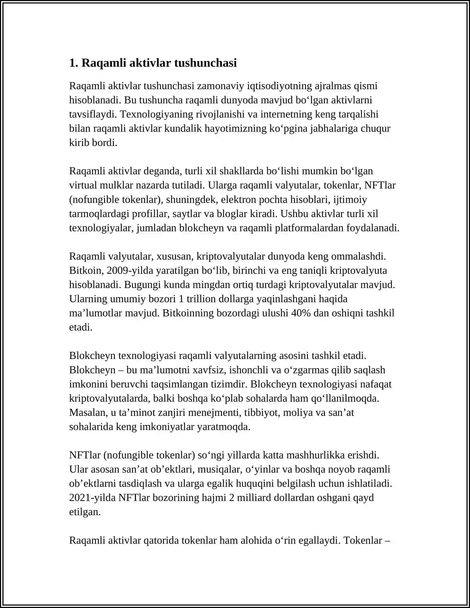 TIJORAT BANKLARIDA RAQAMLI AKTIVLAR BILAN ISHLASH IMKONINI BERUVCHI PLATFORMALAR VA ULARNING TEXNIK IMKONIYATLARI 3