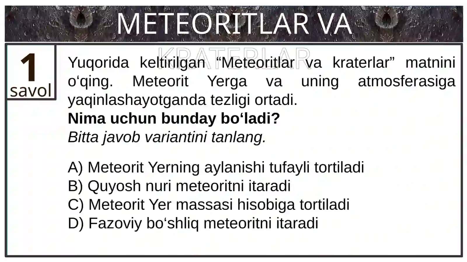 METEORITLAR VA KRATERLAR 3