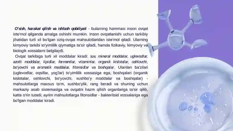 Oziq ovqat mahsulotlarining kimyoviy tarkibi 3