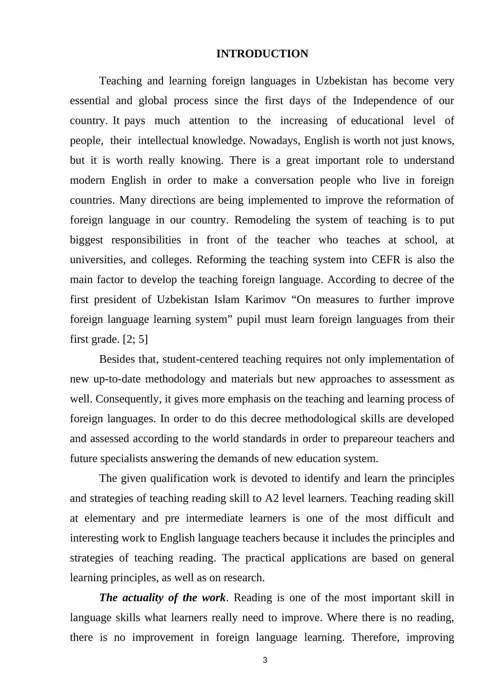 PRINCIPLES AND STRATEGIES OF TEACHING READING TO A2 LEVEL LEARNERS 3