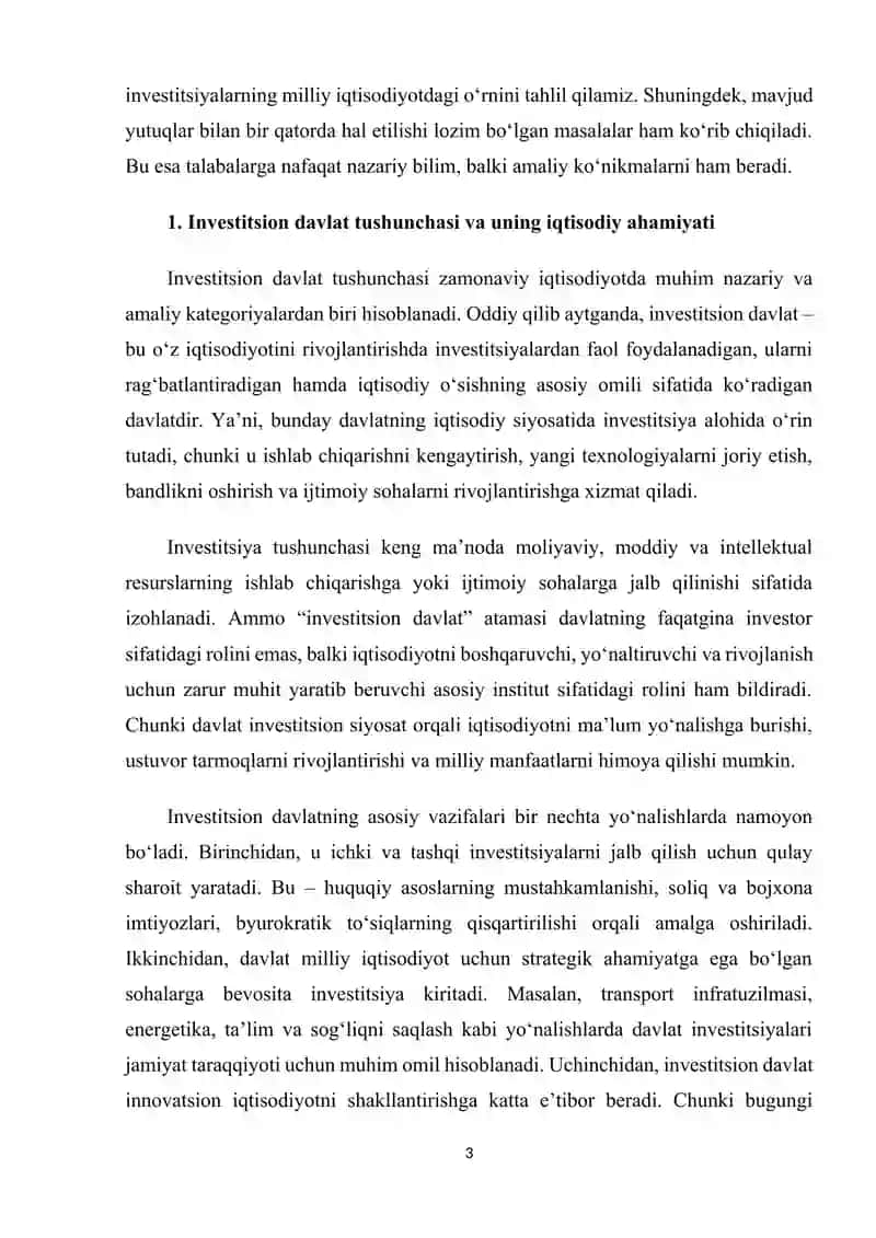 O‘zbekistonda investitsion davlatning iqtisodiy siyosati 3