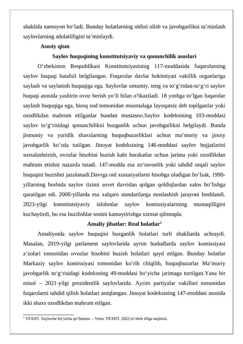 Insonning saylov huquqini buzganlik uchun yuridik javobgarlik 3