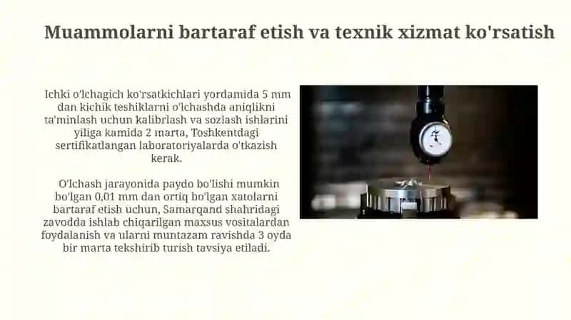 Ichki O'lchov Asboblari va Ko'rsatkichlar Yordamida Teshik Diametri va Shakl Og'ishini Nazorat Qilish 3