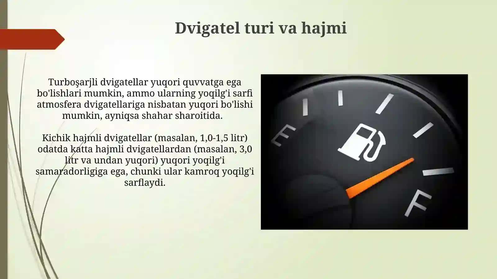 Avtomobillarning yonilği tejamkorligi tasir etuvchiekspulantatsionomillar 3