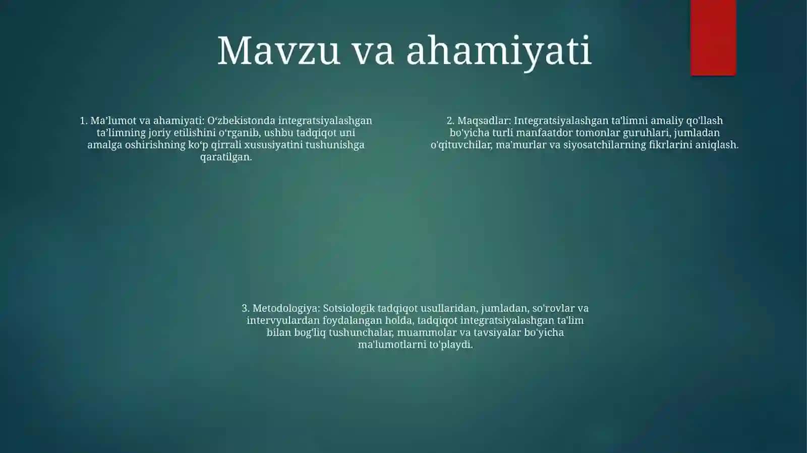 Integratsiyalshgan Ta'Limni Amaliyotga Tadbiq Etish Bo'Yicha Turli Guruhlarga Mansub Respondentlarning Fikrlarini Aniqlashga Qaratilgan Sotsiologik Tadqiqotlar 3