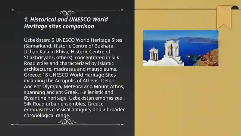 Comparison tourism Uzbekistan and Greece 3