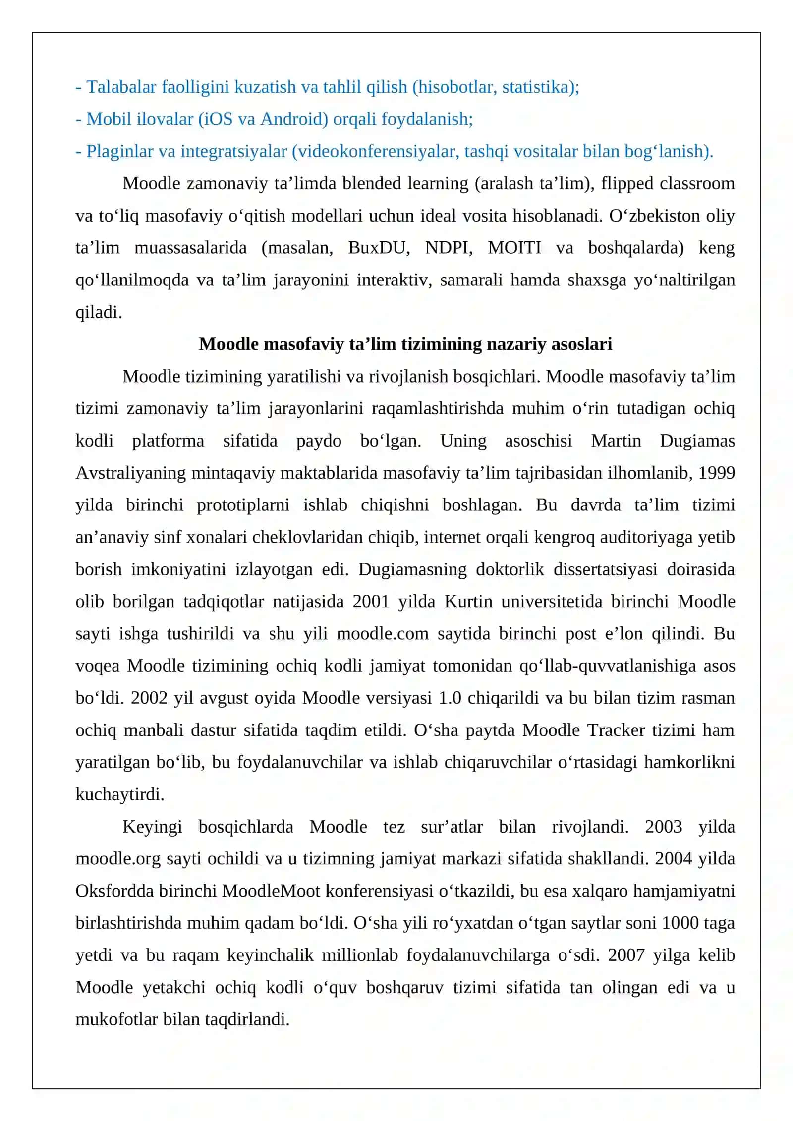 Moodle masofaviy ta’lim tizimi va uning imkoniyatlari 3