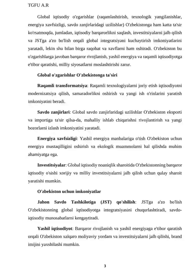 Global iqtisodiy o'zgarishlar va O'zbekiston Ta'siri va imkoniyatlari 3