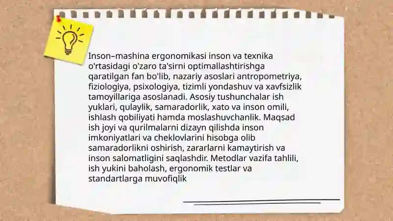 "Inson - mashina" ergonomika tizimi 3