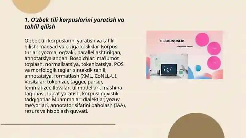 Oʻzbek tili korpuslarini yaratish va tahlil qilish 3