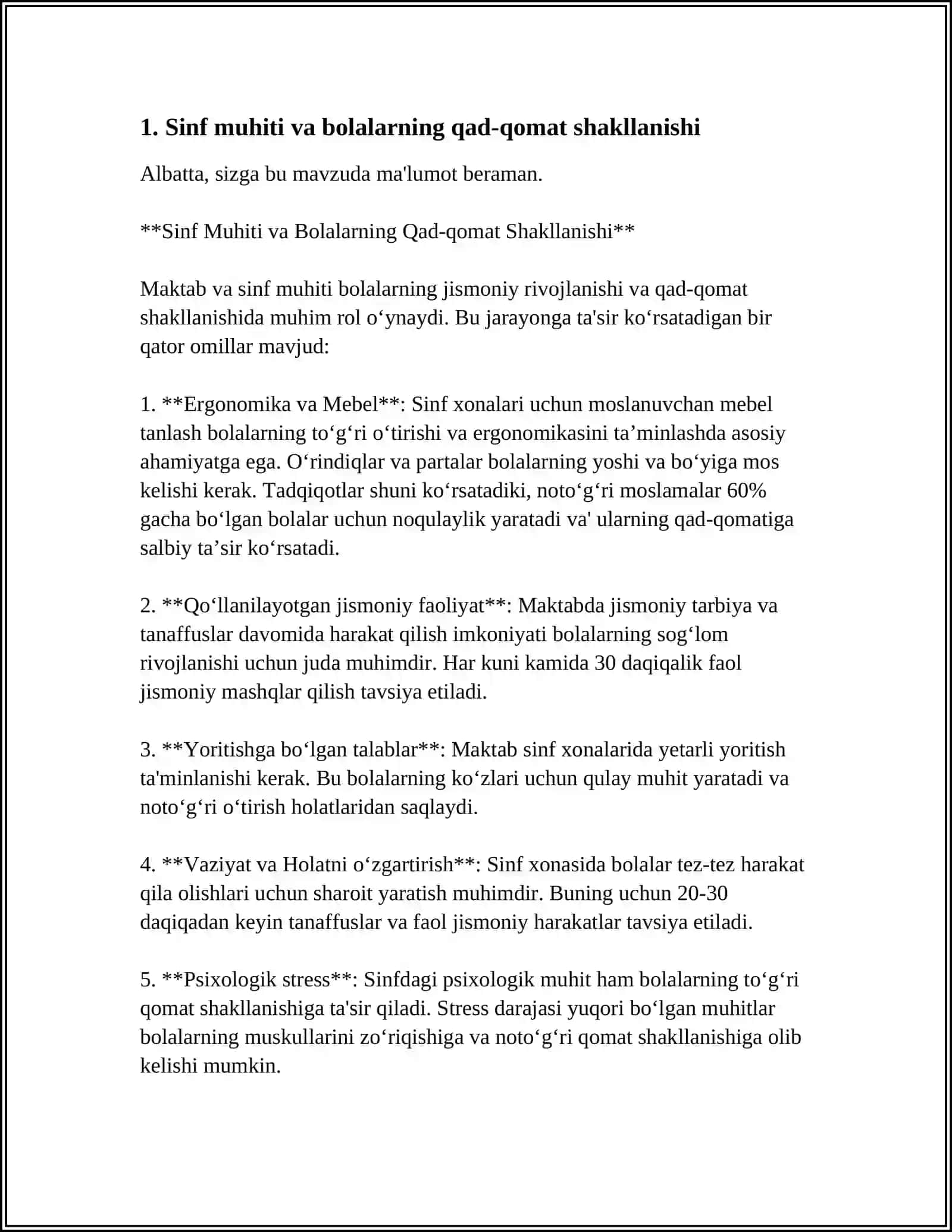 BOLALARNING QAD-QOMATINI SHAKLLANISHIGA SINF VA SINF JIHOZLARINING TA’SIRINI O‘RGANISH 3