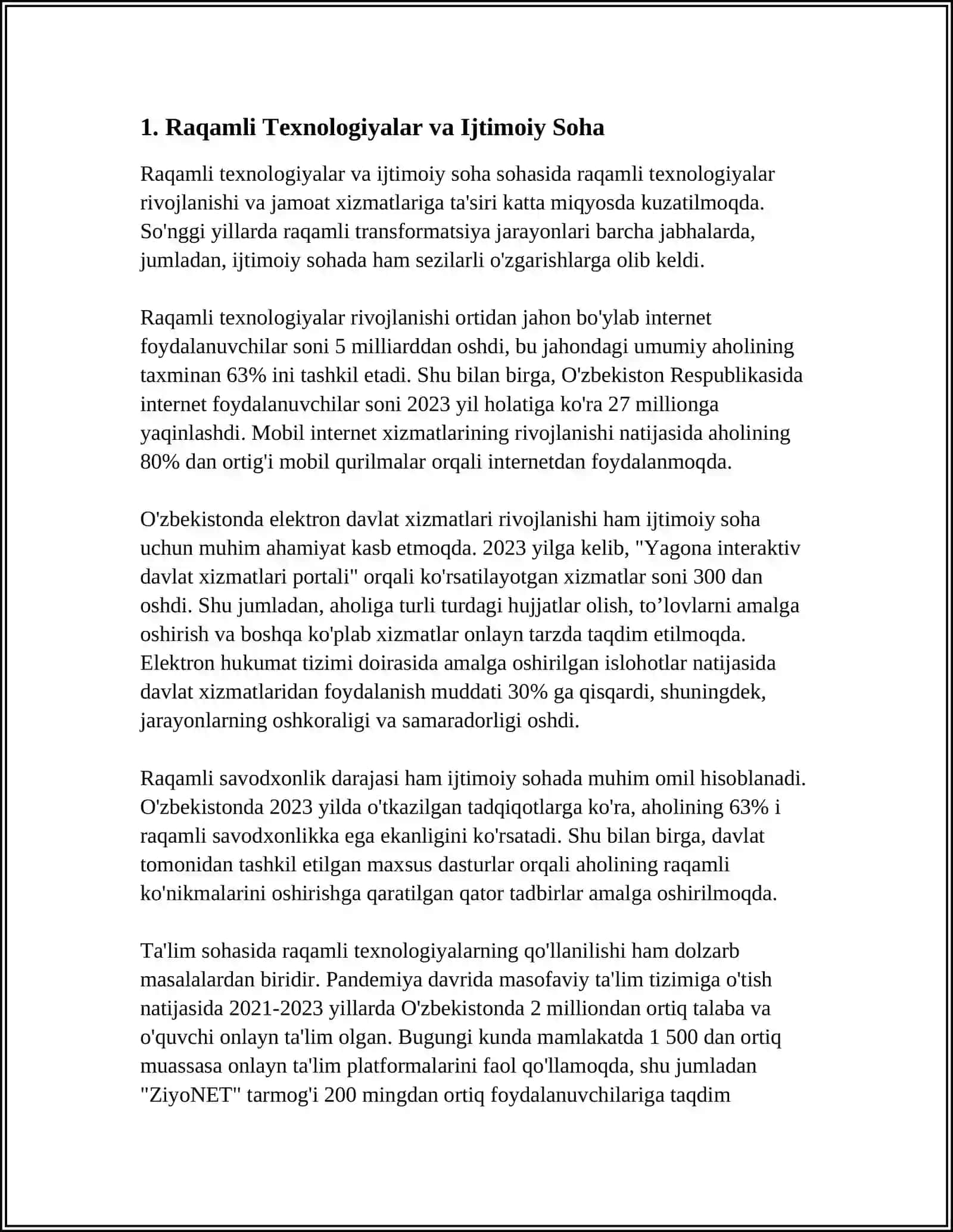 OʻZBEKISTONDA IJTIMOIY SOHADA AMALGA OSHIRILAYOTGAN O'ZGARISHLAR MAZMUNI VA MOHIYATI 3