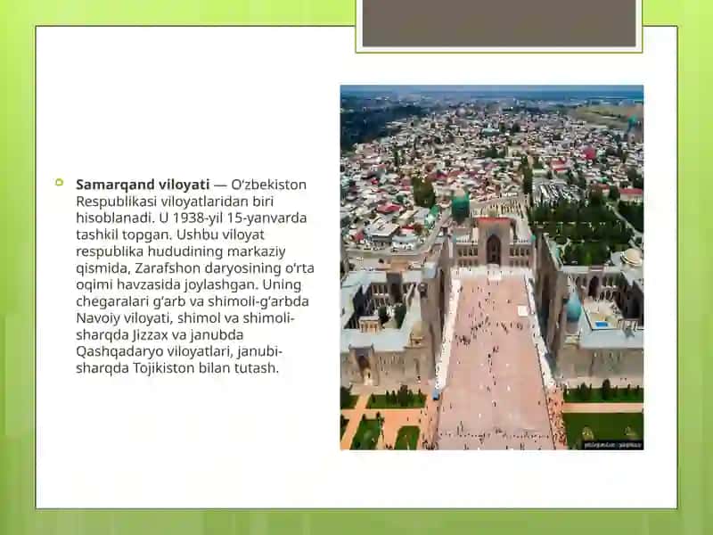 Samarqand Viloyati Tarixiy-Arxitektura Yodgorliklari 3