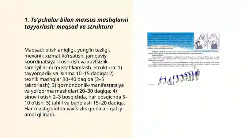 To'pchalar bilan maxsus mashqlarni bajarish hamda musobaqa qoidalari yuzasidan taqdimot tayyorlash 3