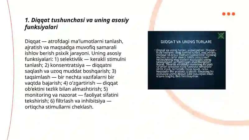 Diqqat turlari va uning xususiyatlari 3
