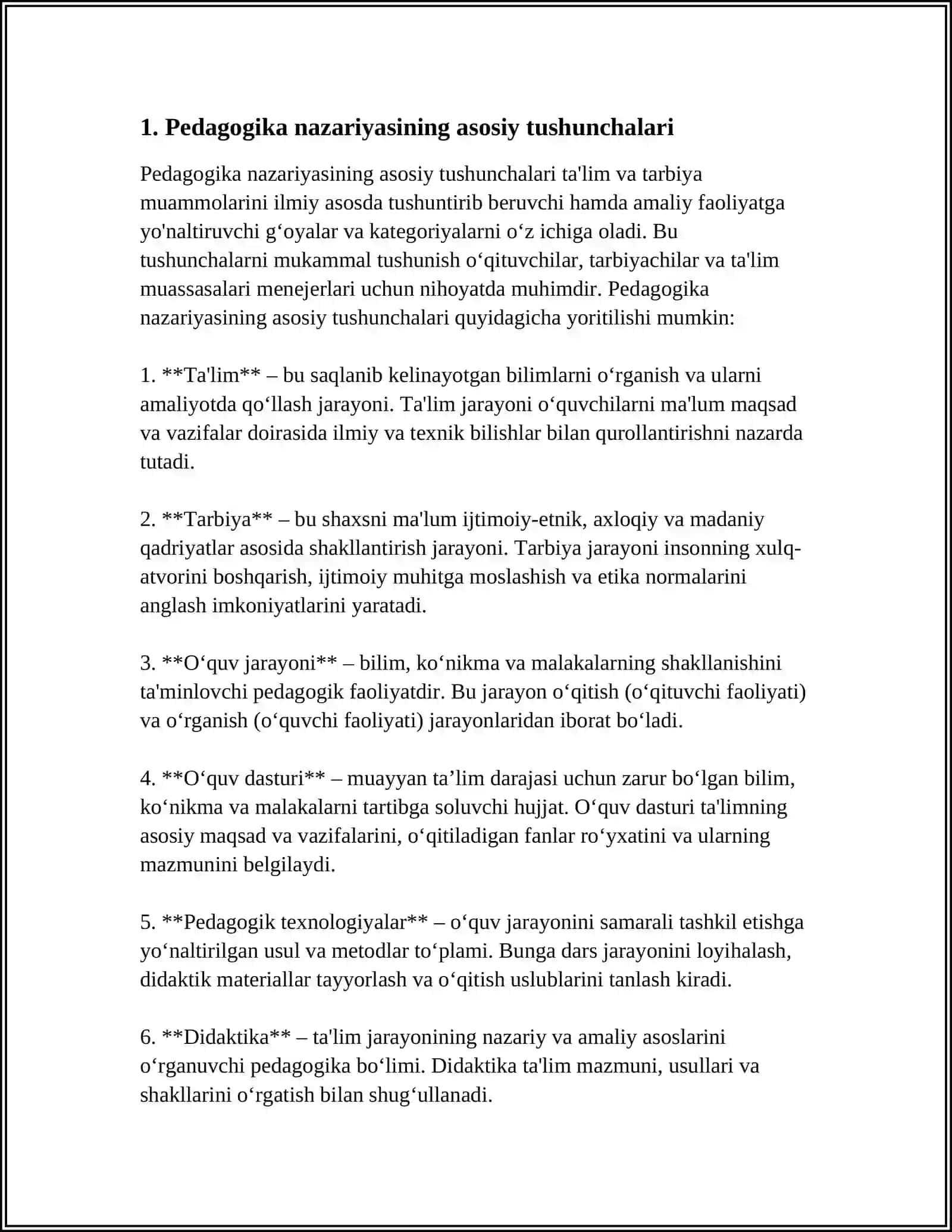 PEDAGOGIKA NAZARYASI FANINING MAZMUNI VA MOHIYATI, PREDMETI 3