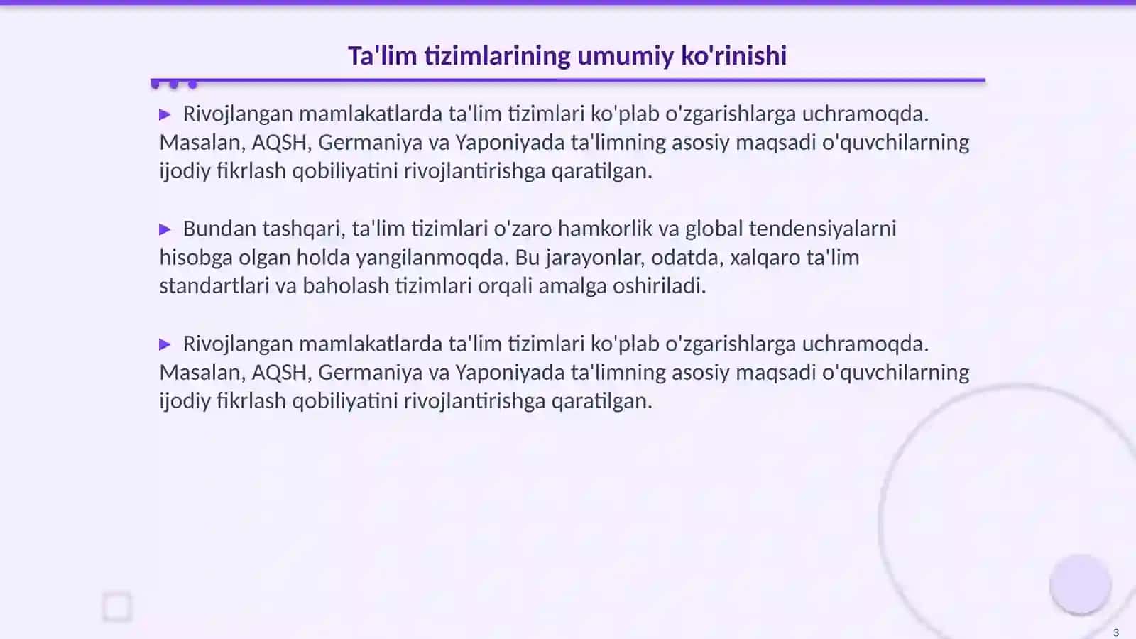 Rivojlangan mamlakatlarda ta'lim tizimlari 3
