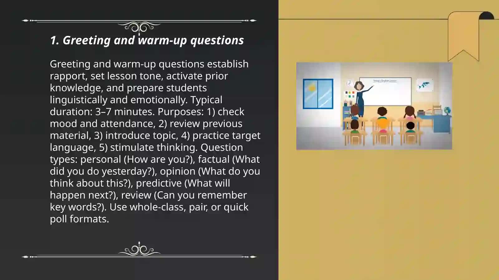 Ways of starting lesson 3