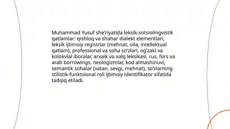 Muhammad Yusuf sheʼriyati tilning sotsiolingvistik tahlili 3