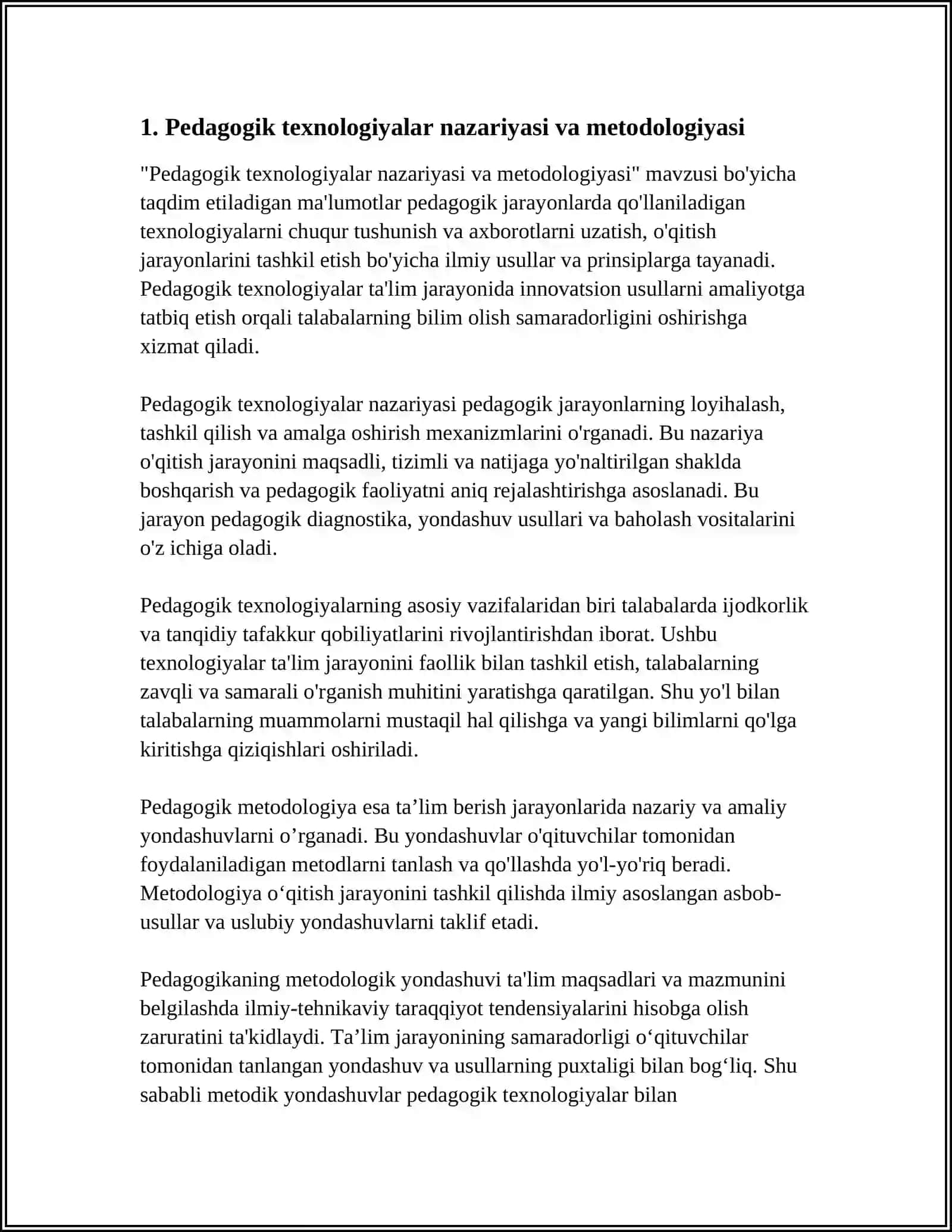 PEDAGOGIK TEXNOLOGIYALAR VA PEDAGOGIK MAHORAT 3