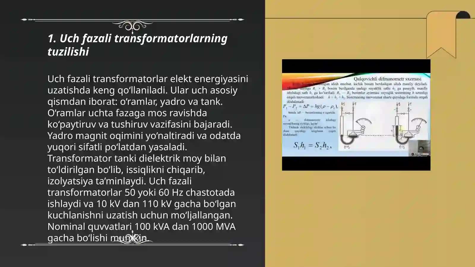 Uch fazali transformatorlar ularning parametirlari qollanish usullari 3