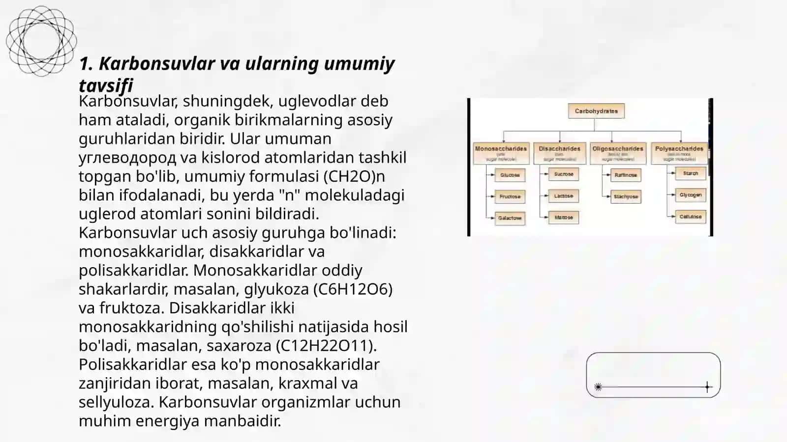 Karbonsuvlar. Monosaxaridlarning tuzilishi va xossalari 3