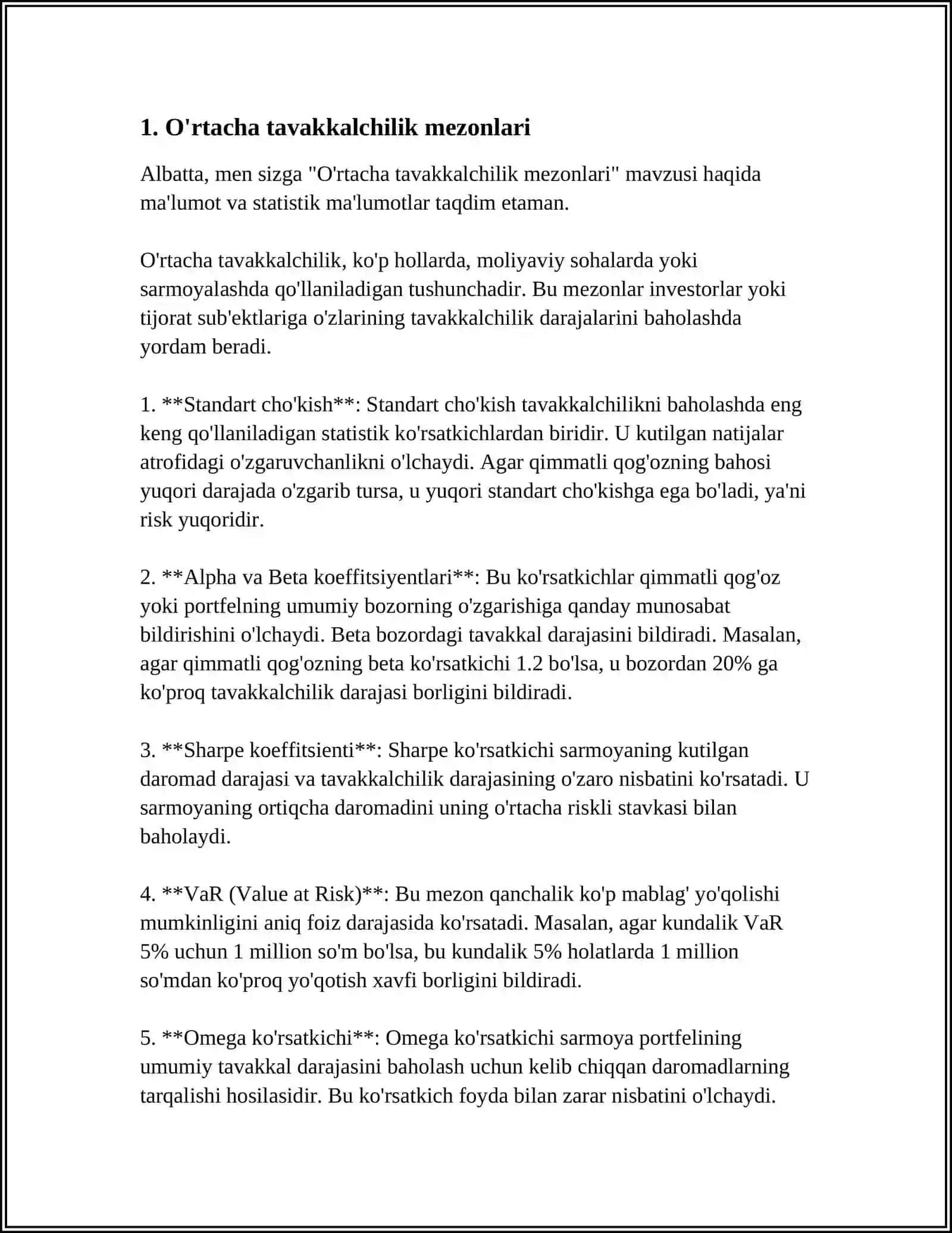 MINIMAL O'RTACHA TAVAKKALCHILIK MEZONI ASOSIDA SIGNALLARNI OPTIMAL QABUL QILISH 3