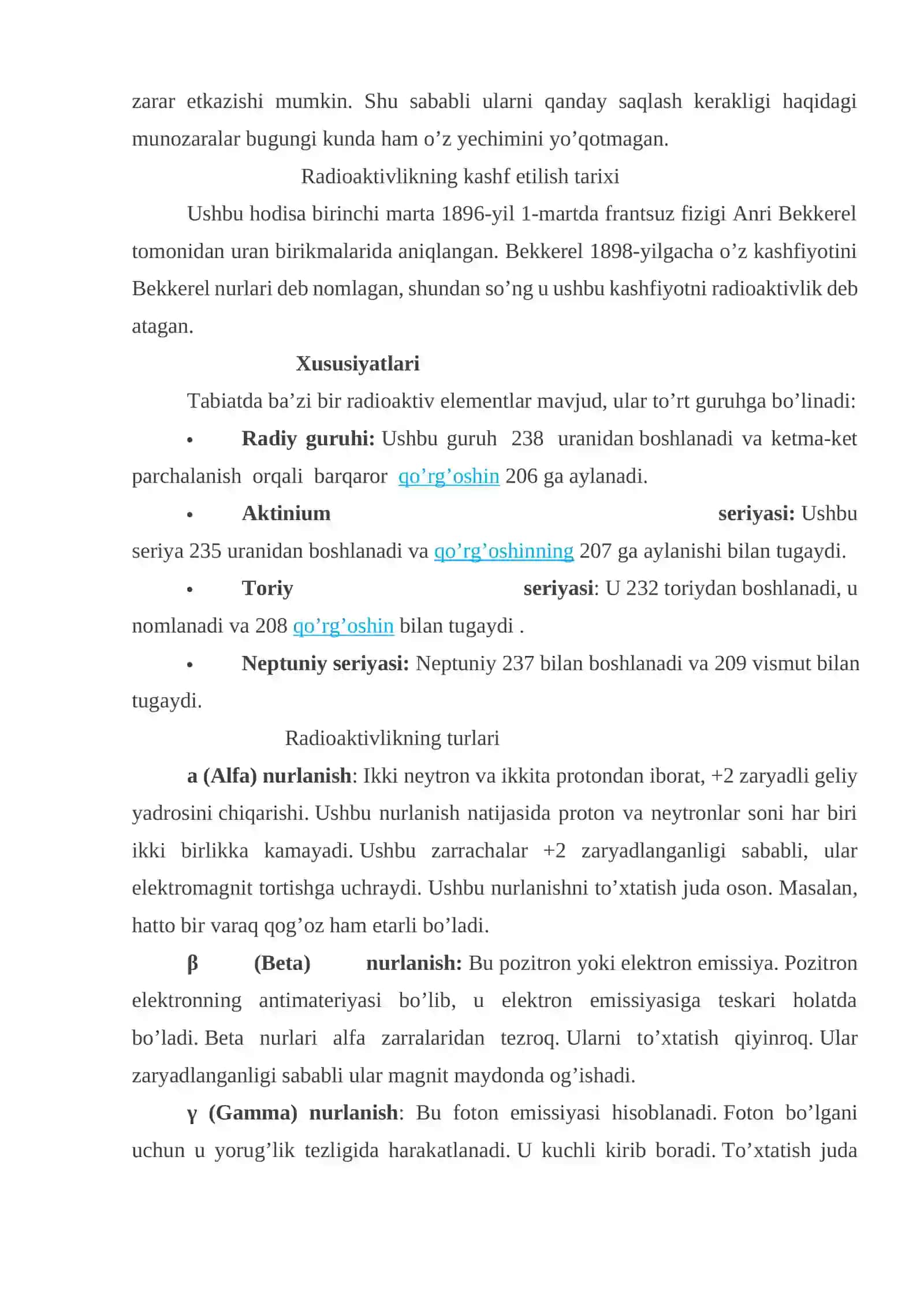 Radioaktivlik. Suniy va tabiiy radioaktivlik 3