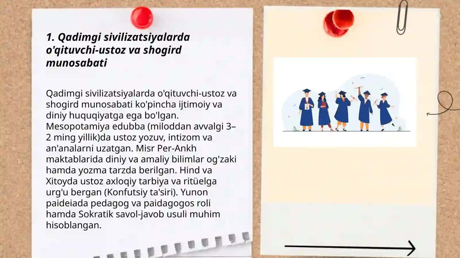 Eng qadimgi davrlardan XXI asrning boshigacha bo'lgan davrda o'qituvchi-ustoz, shogird va ularning jamiyatdagi oʻrni, mahorati haqidagi pedagogik fikrlar 3