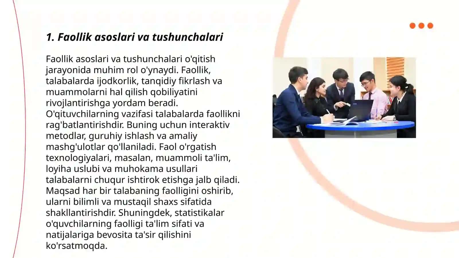 Faollik va faoliyat. Faoliyat bosqichlari va turlari 3