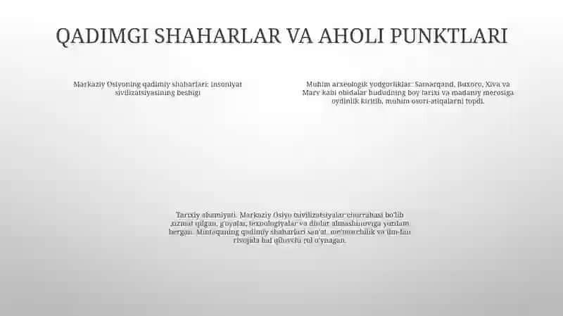 Markaziy Osiyo – Insoniyat Sivilizatsiyasiningqadimgi O‘Choqlaridan Biri 3