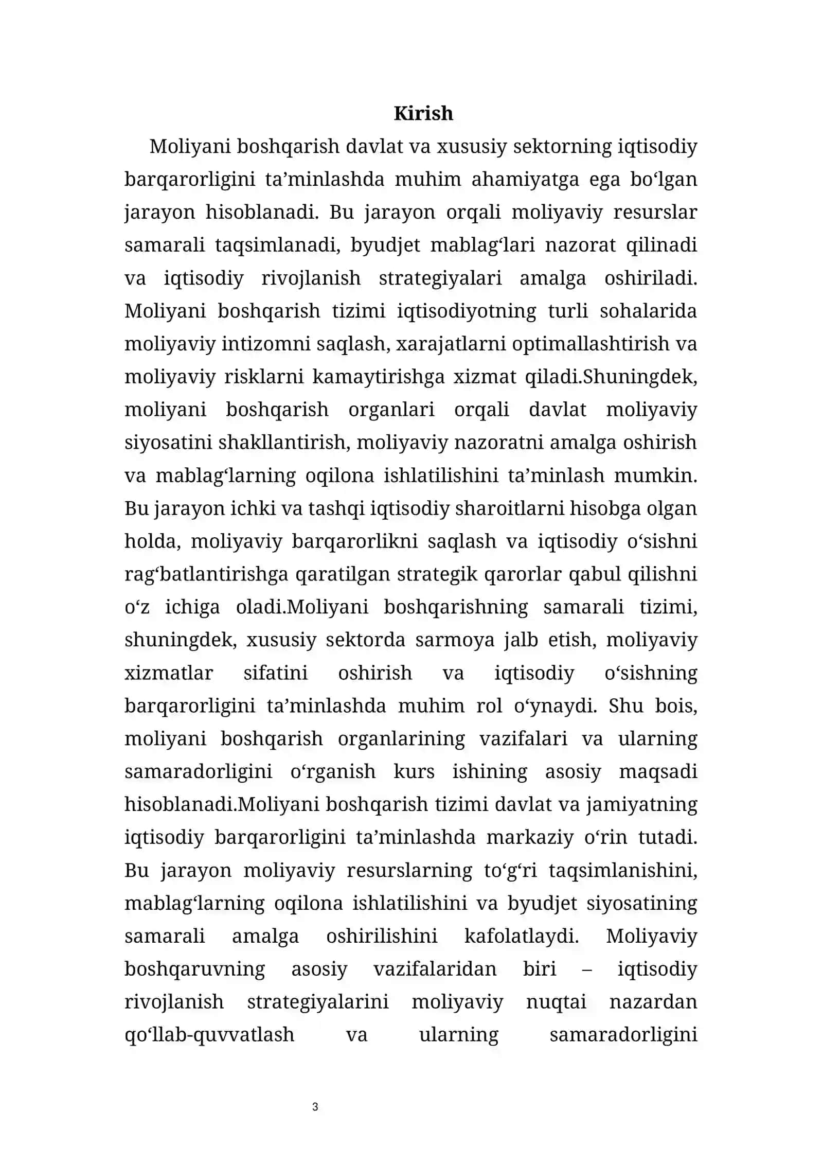 Moliya boshqarish organlari mavzusida tayyor kurs ishi 3