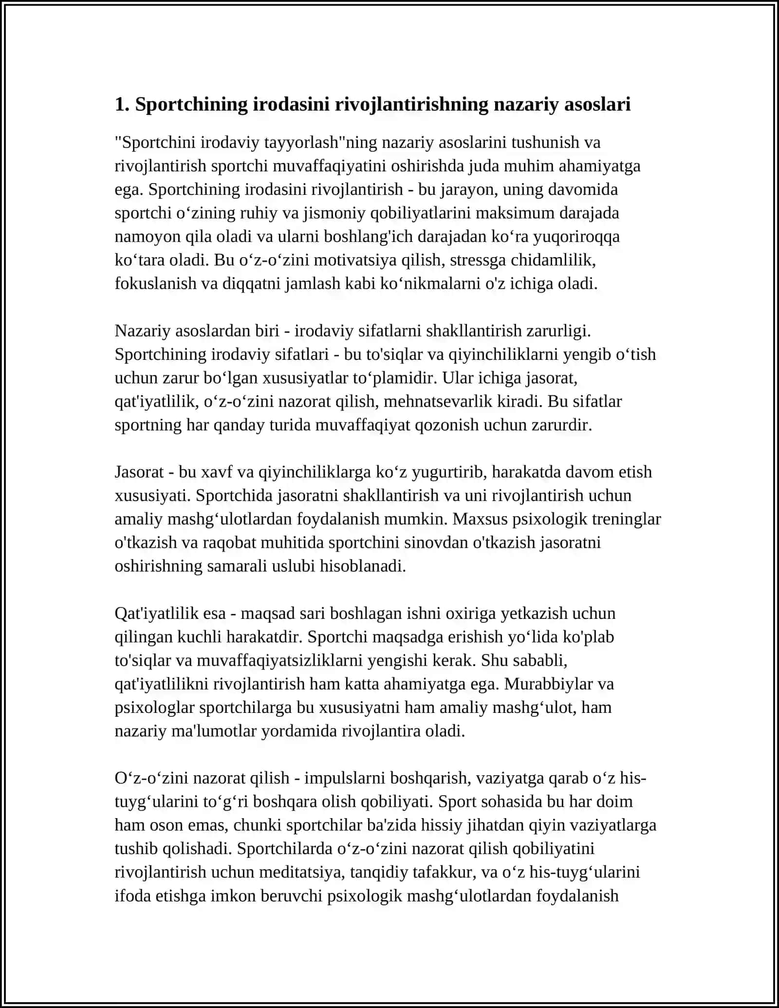 SPORTCHINI IRODAVIY TAYYORLASH 3