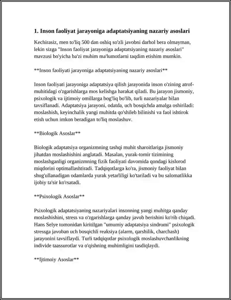 INSONNING FAOLIYAT JARAYONIGA ADAPTATSIYASI. 3