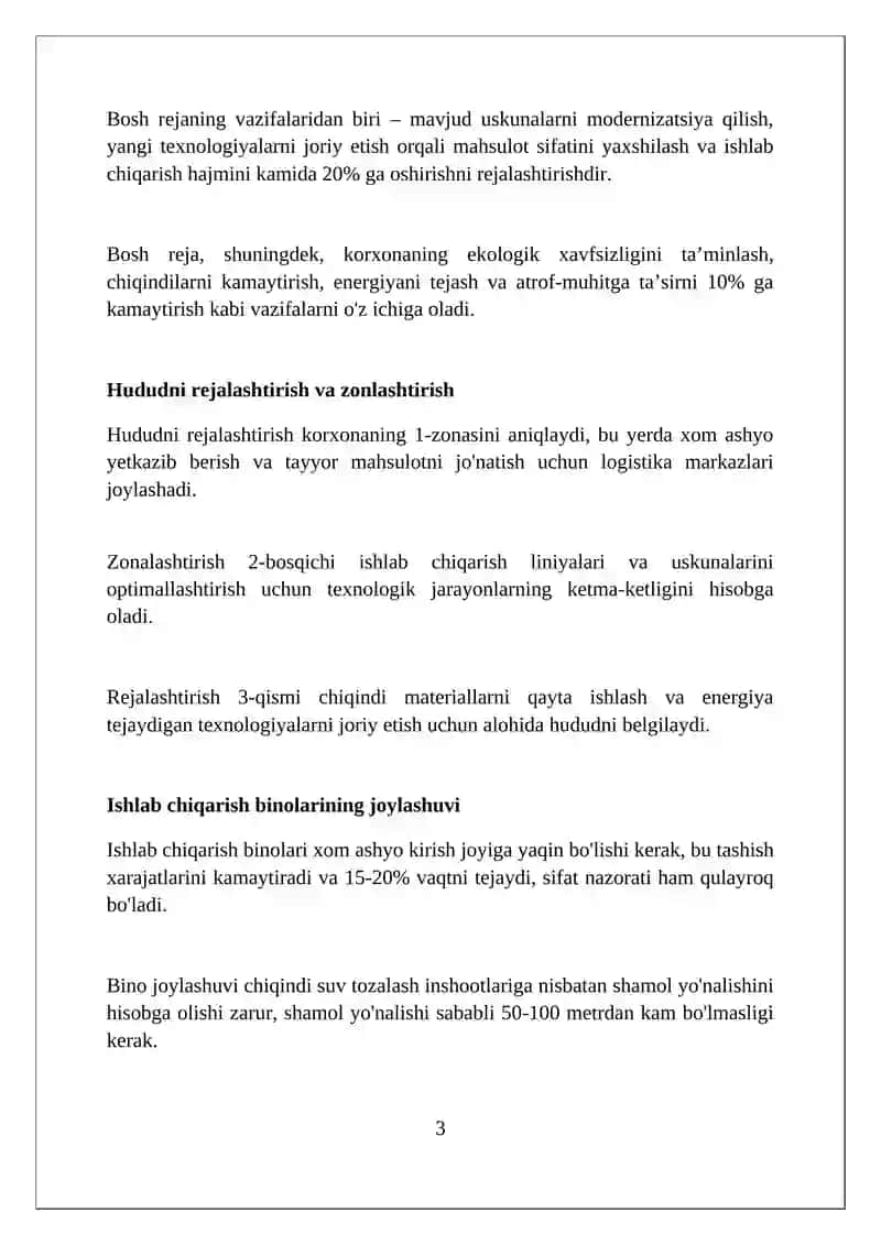 Meva sabzavotlarni qayta ishlash korxonasining bosh plani bilan tanishish 3