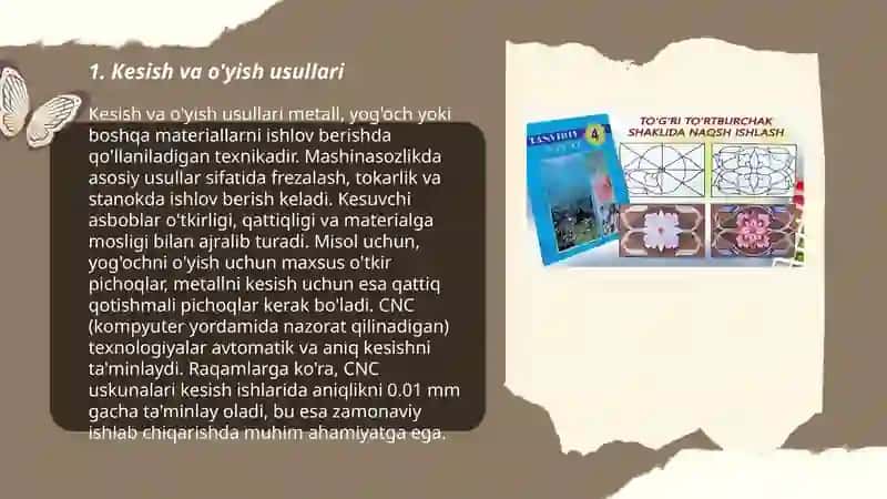 Kesish va o'yish usullari 3