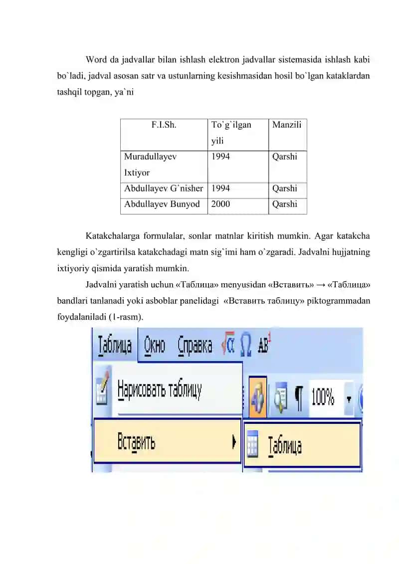 IQTISODIY TAHLIL UCHUN WORDDA- JADVAL VA GRAFIK ELEMENTLARIDAN FOYDALANISH 3