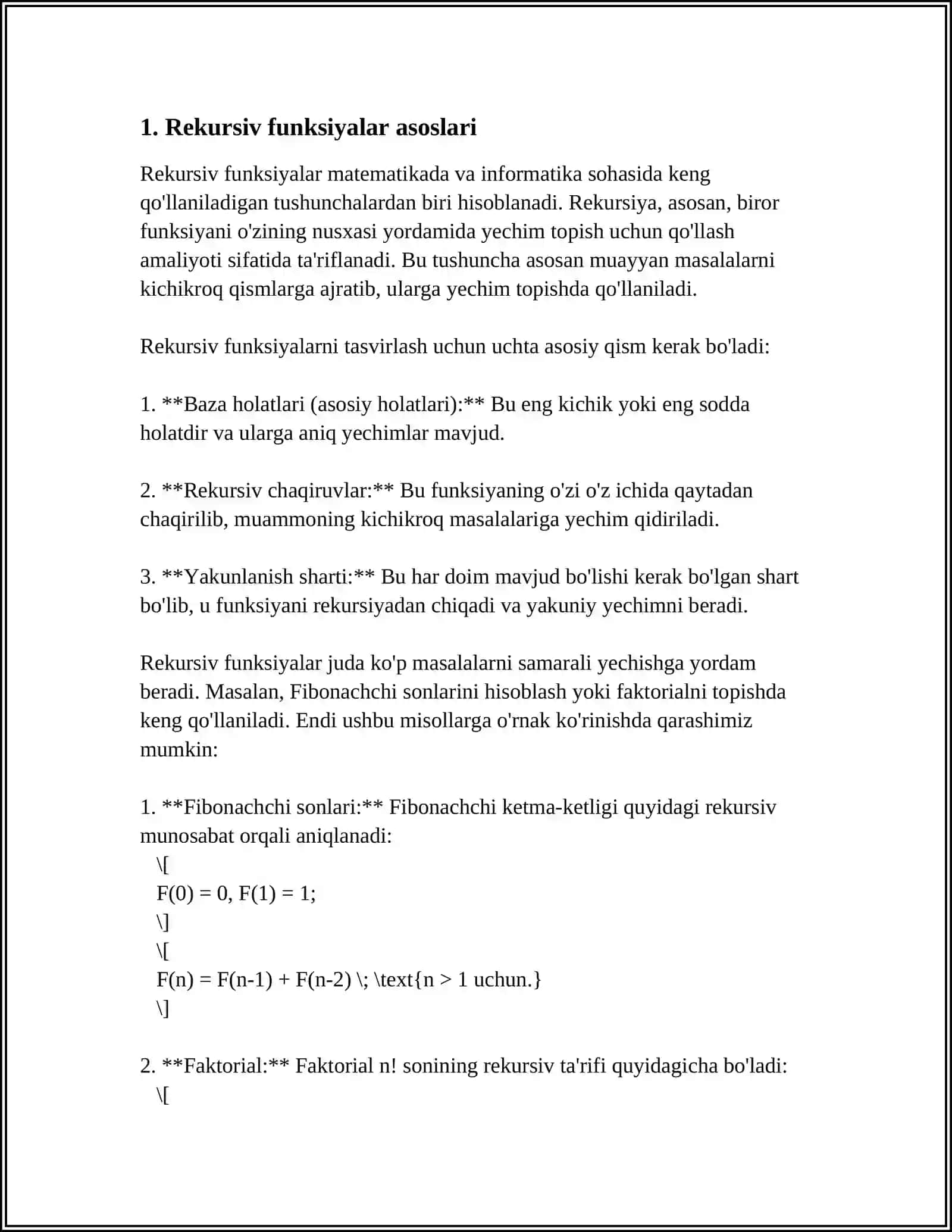 REKURSIV FUNKSIYALAR 3