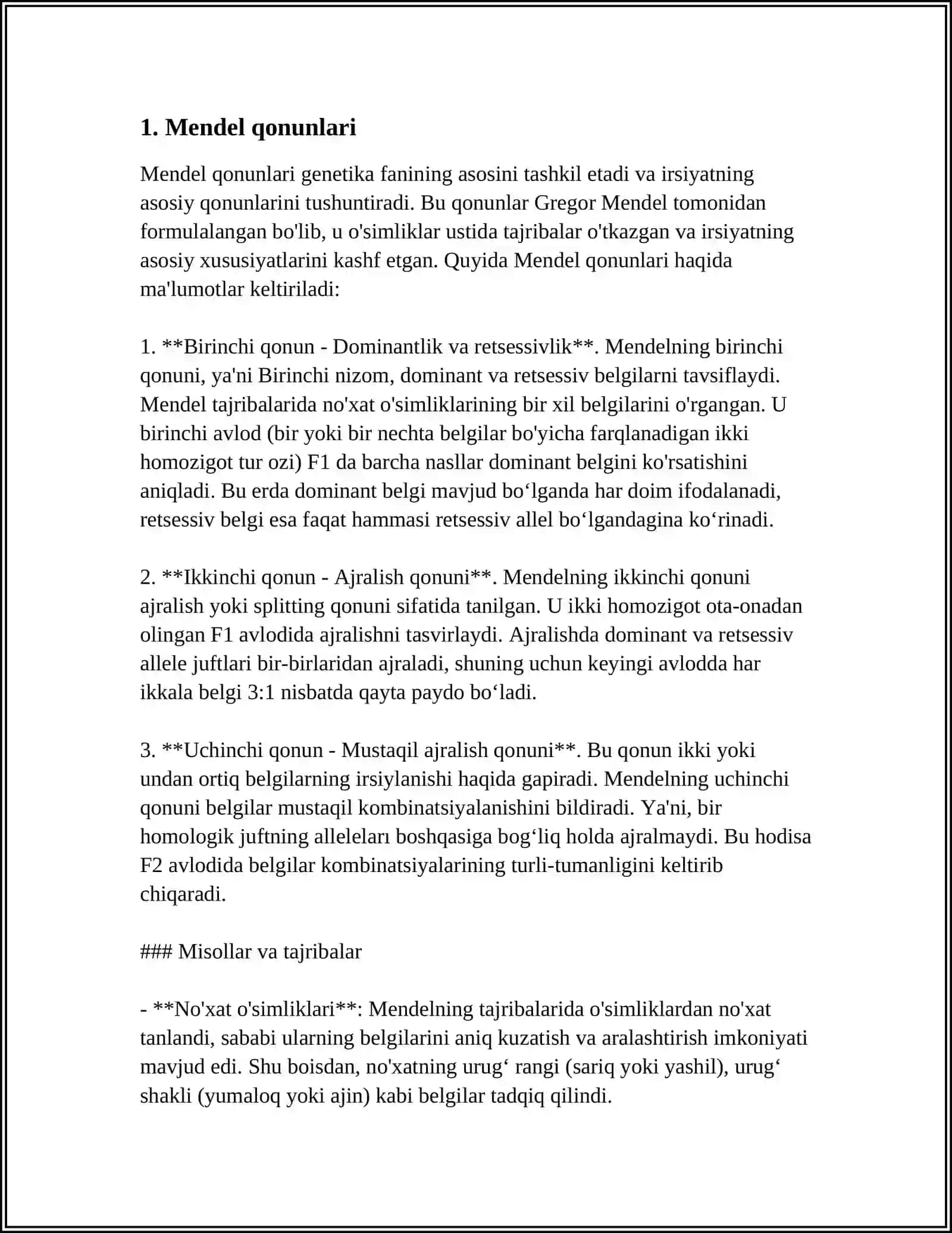 BELGILARNING IRSIYLANISH QONUNLARI. IRSIYAT QONUNLARI 3