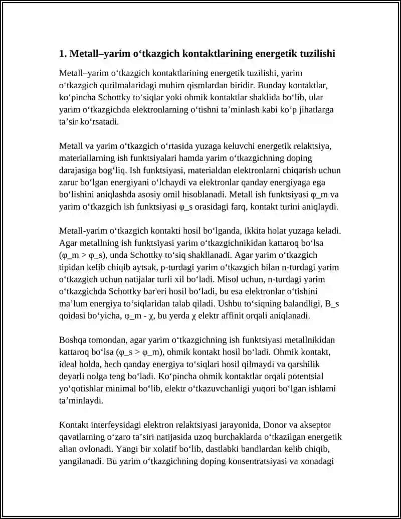 YARIM O'TKAZGICHLARDA KONTAKT HODISALARI 3