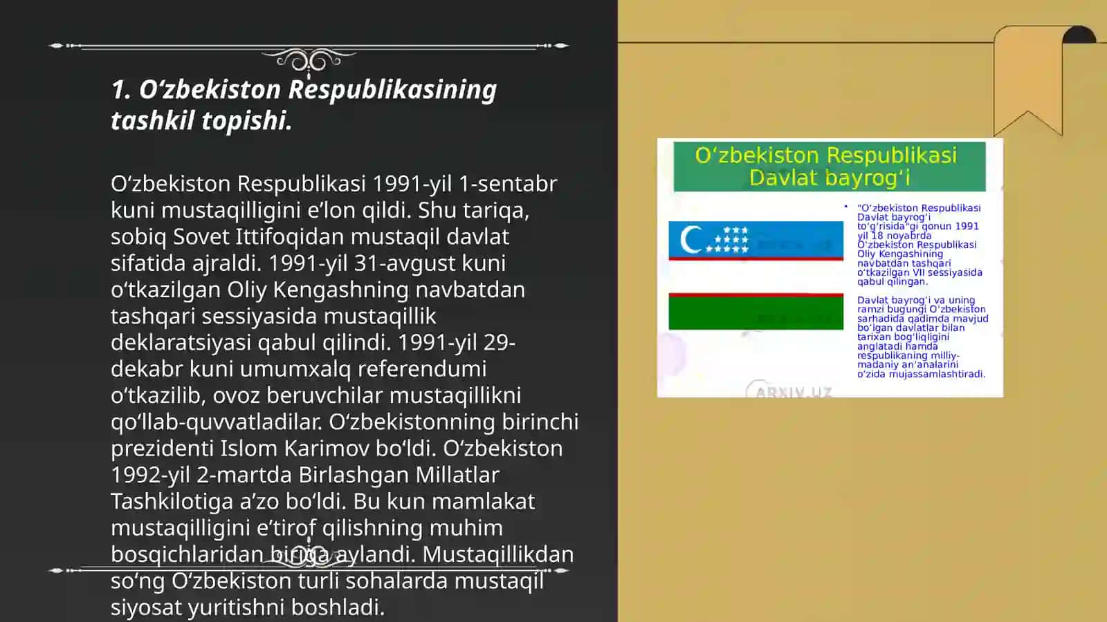 Oʻzbekiston Respublikasining Tashkil Topishi va uning tarixiy Ahamiyati 3
