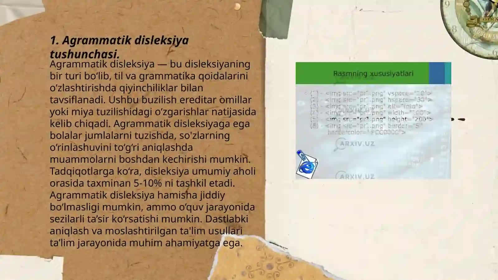 Agramotik disleksiya va disgrafiyani bartaraf etish.Ishlanmalarini tayyorlash 3