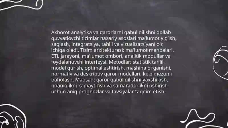 Axborot analytika va qarorlarni qabul qilishni qollab quvvatlovchi tizimlar 3