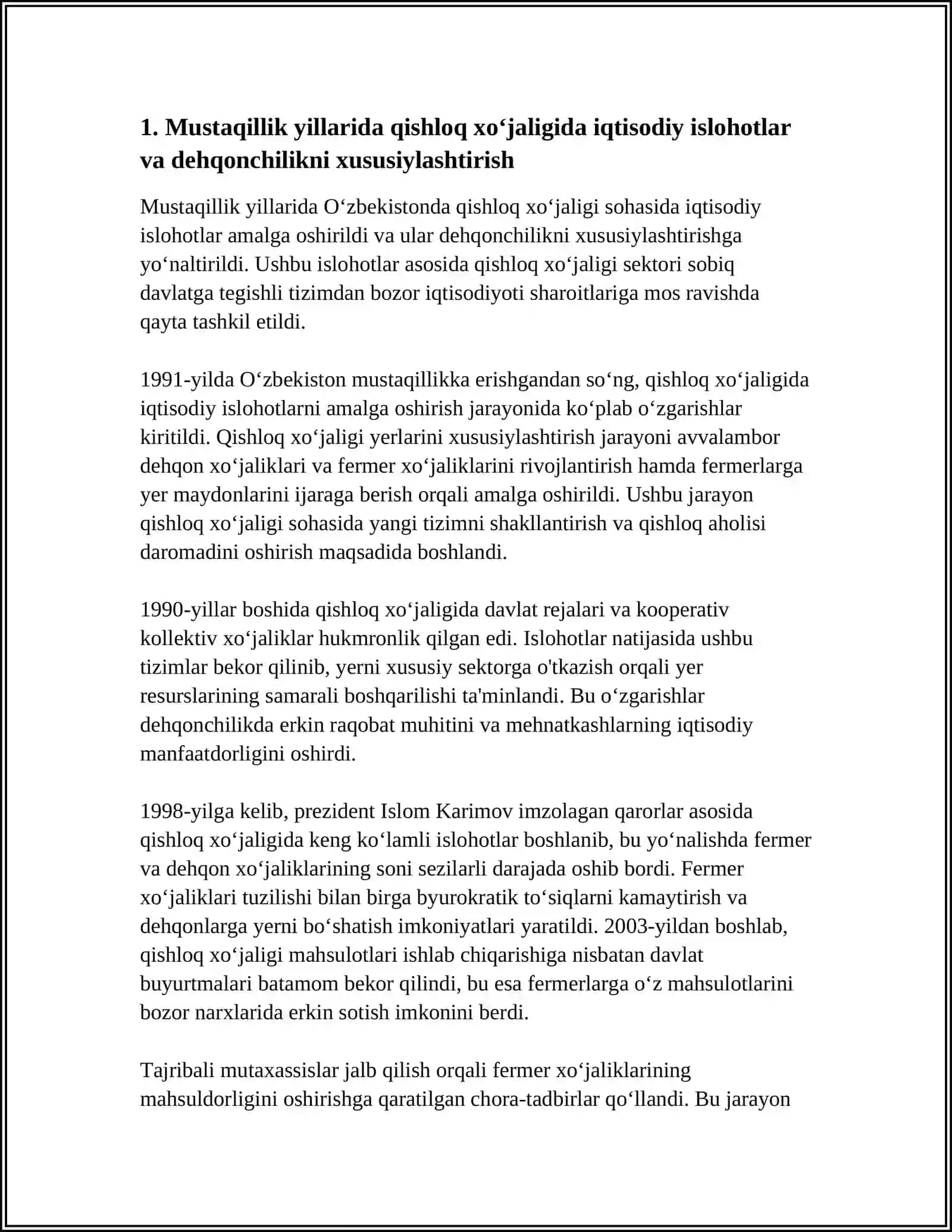 MUSTAQILLIK YILLARIDA QISHLOQ XO‘JALIGI VA SANOAT SOHASIDAGI O‘ZGARISHLAR 3